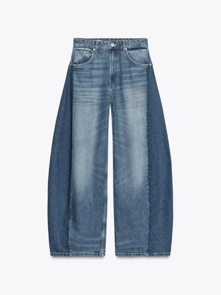 Loose High Waist Long Jeans Woman Spliced Baggy Long Denim Pants Casual Versatile Chic Women's New Early Autumn Fashion Trousers